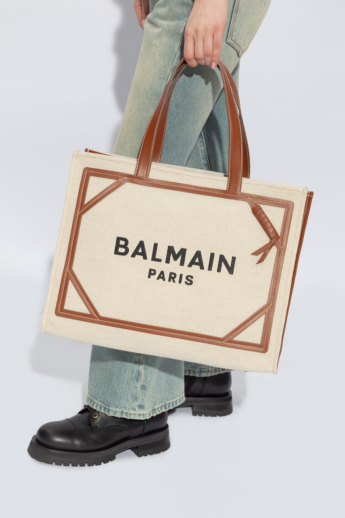 Cream Balmain logo 'shopper' bag Balmain - Vitkac AS